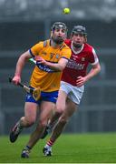 19 March 2023; Cathal Malone of Clare in action against Robert Downey of Cork during the Allianz Hurling League Division 1 Group A match between Clare and Cork at Cusack Park in Ennis, Clare. Photo by Ray McManus/Sportsfile