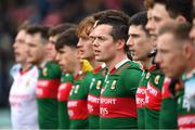 19 March 2023; Stephen Coen and his Mayo teammates before the Allianz Football League Division 1 match between Donegal and Mayo at MacCumhaill Park in Ballybofey, Donegal. Photo by Ramsey Cardy/Sportsfile