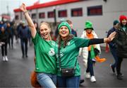 19 March 2023; Ireland supporters Estelle Wade, left, and Emily Hadden from Wicklow before the U20 Six Nations Rugby Championship match between Ireland and England at Musgrave Park in Cork. Photo by David Fitzgerald/Sportsfile