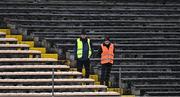 19 March 2023; Stewards Milo Quinlan, left, Vincent Dermody, from Johnstown, on duty during the Allianz Hurling League Division 1 Group B match between Waterford and Kilkenny at UPMC Nowlan Park in Kilkenny. Photo by Piaras Ó Mídheach/Sportsfile