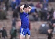 19 March 2023; A dejected Stephen O’Hanlon of Monaghan after the Allianz Football League Division 1 match between Monaghan and Tyrone at St Tiernach's Park in Clones, Monaghan. Photo by Daire Brennan/Sportsfile