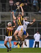 19 March 2023; Colin Dunford of Waterford in action against Conor Fogarty and Pádraig Walsh, left, of Kilkenny during the Allianz Hurling League Division 1 Group B match between Waterford and Kilkenny at UPMC Nowlan Park in Kilkenny. Photo by Piaras Ó Mídheach/Sportsfile