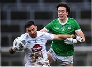 19 March 2023; Ryan Houlihan of Kildare in action against Cian Sheehan of Limerick during the Allianz Football League Division 2 match between Limerick and Kildare at TUS Gaelic Grounds in Limerick. Photo by Tyler Miller/Sportsfile
