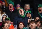 19 March 2023; Ireland supporters during the natioal anthem before the U20 Six Nations Rugby Championship match between Ireland and England at Musgrave Park in Cork. Photo by David Fitzgerald/Sportsfile