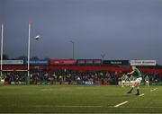 19 March 2023; Sam Prendergast of Ireland kicks a conversion during the U20 Six Nations Rugby Championship match between Ireland and England at Musgrave Park in Cork. Photo by David Fitzgerald/Sportsfile