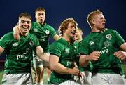 19 March 2023; Ireland players celebrate after the U20 Six Nations Rugby Championship match between Ireland and England at Musgrave Park in Cork. Photo by David Fitzgerald/Sportsfile