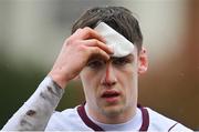 19 March 2023; Declan McLoughlin of Galway leaves the pitch to receive medical treatment for a blood injury during the Allianz Hurling League Division 1 Group A match between Westmeath and Galway at TEG Cusack Park in Mullingar, Westmeath. Photo by Seb Daly/Sportsfile