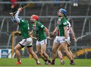 19 March 2023; Westmeath players, from left, Gary Greville, Shane Clavin and Conor Shaw react during the Allianz Hurling League Division 1 Group A match between Westmeath and Galway at TEG Cusack Park in Mullingar, Westmeath. Photo by Seb Daly/Sportsfile