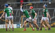 19 March 2023; Westmeath players, from left, Johnny Bermingham, 3, Gary Greville, Shane Clavin and Conor Shaw react during the Allianz Hurling League Division 1 Group A match between Westmeath and Galway at TEG Cusack Park in Mullingar, Westmeath. Photo by Seb Daly/Sportsfile