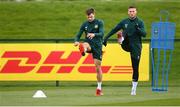 20 March 2023; Jayson Molumby, left, and Matt Doherty during a Republic of Ireland training session at FAI National Training Centre in Abbotstown, Dublin. Photo by Stephen McCarthy/Sportsfile