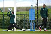 20 March 2023; Goalkeepers Caoimhin Kelleher, left, and Gavin Bazunu during a Republic of Ireland training session at FAI National Training Centre in Abbotstown, Dublin. Photo by Stephen McCarthy/Sportsfile