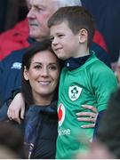 18 March 2023; Laura and Luca Sexton before the Guinness Six Nations Rugby Championship match between Ireland and England at Aviva Stadium in Dublin. Photo by Ramsey Cardy/Sportsfile