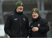 19 March 2023; Mayo manager Kevin McStay, right, and Mayo selector Liam McHale before the Allianz Football League Division 1 match between Donegal and Mayo at MacCumhaill Park in Ballybofey, Donegal. Photo by Ramsey Cardy/Sportsfile