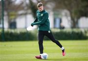 20 March 2023; Evan Ferguson during a Republic of Ireland training session at the FAI National Training Centre in Abbotstown, Dublin. Photo by Stephen McCarthy/Sportsfile