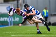 20 March 2023; Conor Quinn of Terenure College is tackled by Geoffrey Wall of Blackrock College during the Bank of Ireland Leinster Rugby Schools Junior Cup semi-final replay match between Terenure College and Blackrock College at Energia Park in Dublin. Photo by Ben McShane/Sportsfile