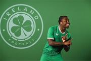 19 March 2023; Michael Obafemi poses for a portrait during a Republic of Ireland squad portrait session at Castleknock Hotel in Dublin. Photo by Stephen McCarthy/Sportsfile