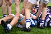 20 March 2023; Geoffrey Wall of Blackrock College after scoring his side's first try during the Bank of Ireland Leinster Rugby Schools Junior Cup semi-final replay match between Terenure College and Blackrock College at Energia Park in Dublin. Photo by Ben McShane/Sportsfile