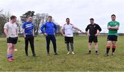 20 March 2023; Tadhg Campbell, third from right, speaking during a Leinster Rugby coaching course with the Defence Forces at The Curragh Camp in Kildare. Photo by Piaras Ó Mídheach/Sportsfile