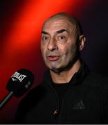20 March 2023; Trainer Pete Taylor is interviewed before a media conference, held at the Mansion House in Dublin, for the undisputed super lightweight championship fight between Katie Taylor and Chantelle Cameron, on May 20th at 3Arena in Dublin.  Photo by David Fitzgerald/Sportsfile