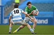 17 March 2023; Patrick Masterson of Gonzaga College in action against Conor O'Shaughnessy of Blackrock College during the Bank of Ireland Leinster Schools Senior Cup Final match between Gonzaga College and Blackrock Collegee at RDS Arena in Dublin. Photo by Sam Barnes/Sportsfile