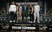 20 March 2023; Promoter Eddie Hearn, centre, with boxers, from left, Thomas Carty, James Metcalfe, Terri Harper and Gary Cully after a media conference, held at the Mansion House in Dublin, to promote the undisputed super lightweight championship fight between Katie Taylor and Chantelle Cameron, on May 20th at 3Arena in Dublin. Photo by David Fitzgerald/Sportsfile