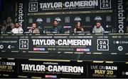 20 March 2023; Promoter Eddie Hearn, centre, with boxers, from left, Thomas Carty, James Metcalfe, Terri Harper and Gary Cully after a media conference, held at the Mansion House in Dublin, to promote the undisputed super lightweight championship fight between Katie Taylor and Chantelle Cameron, on May 20th at 3Arena in Dublin. Photo by David Fitzgerald/Sportsfile