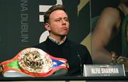 20 March 2023; DAZN Vice President of Marketing Alfie Sharman during a media conference, held at the Mansion House in Dublin, ahead of the undisputed super lightweight championship fight between Katie Taylor and Chantelle Cameron, on May 20th at 3Arena in Dublin. Photo by David Fitzgerald/Sportsfile