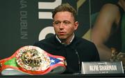 20 March 2023; DAZN Vice President of Marketing Alfie Sharman during a media conference, held at the Mansion House in Dublin, ahead of the undisputed super lightweight championship fight between Katie Taylor and Chantelle Cameron, on May 20th at 3Arena in Dublin. Photo by David Fitzgerald/Sportsfile