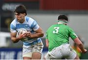 17 March 2023; Luke Kritzinger of Blackrock College in action against Adam McVerry of Gonzaga College during the Bank of Ireland Leinster Schools Senior Cup Final match between Gonzaga College and Blackrock Collegee at RDS Arena in Dublin. Photo by Sam Barnes/Sportsfile