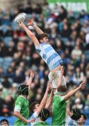 17 March 2023; Michael Colreavy of Blackrock College contests a line-out during the Bank of Ireland Leinster Schools Senior Cup Final match between Gonzaga College and Blackrock Collegee at RDS Arena in Dublin. Photo by Sam Barnes/Sportsfile