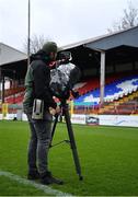 18 March 2023; A TG4 camera operator before the SSE Airtricity Women's Premier Division match between Shelbourne and Shamrock Rovers at Tolka Park in Dublin. Photo by Tyler Miller/Sportsfile