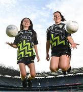 21 March 2023; Grace Tolster of Simonstown Gaels GFC with John West Féile 2023 Ambassador Shauna Ennis of Meath at Croke Park today Tuesday. John West, sponsors of the GAA’s under-15 annual Féile Peile na nÓg (football) and Féile na nGael (camogie and hurling) announced details of its innovative nutrition programme for young athletes. The company also revealed the extension of its Féile sponsorship until 2025 and a partnership with SuperValu to promote John West Féile in stores across the country. Photo by David Fitzgerald/Sportsfile