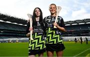 21 March 2023; Emily Cannon of Whitehall Colmcilles with John West Féile 2023 Ambassador Grace Walsh of Kilkenny at Croke Park today Tuesday. John West, sponsors of the GAA’s under-15 annual Féile Peile na nÓg (football) and Féile na nGael (camogie and hurling) announced details of its innovative nutrition programme for young athletes. The company also revealed the extension of its Féile sponsorship until 2025 and a partnership with SuperValu to promote John West Féile in stores across the country. Photo by David Fitzgerald/Sportsfile