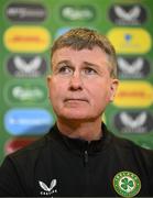 21 March 2023; Manager Stephen Kenny during a Republic of Ireland press conference at the FAI Headquarters in Abbotstown, Dublin. Photo by Stephen McCarthy/Sportsfile