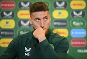 21 March 2023; Matt Doherty during a Republic of Ireland press conference at the FAI Headquarters in Abbotstown, Dublin. Photo by Stephen McCarthy/Sportsfile