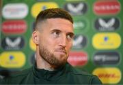 21 March 2023; Matt Doherty during a Republic of Ireland press conference at the FAI Headquarters in Abbotstown, Dublin. Photo by Stephen McCarthy/Sportsfile