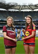 21 March 2023; In attendance at the Lidl All-Ireland Post-Primary Schools Finals Captains day are Lidl All Ireland Post Primary School Junior ‘A’ Championship captains Sarah Clarke of Loreto College, Cavan, left, and Emily Brenner of St Mary’s Midleton, Cork. The 2023 Finals will be contested at Senior and Junior levels, with three finals in each grade. All three Lidl All-Ireland PPS Senior Finals will be live-streamed. Photo by Sam Barnes/Sportsfile