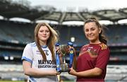 21 March 2023; In attendance at the Lidl All-Ireland Post-Primary Schools Finals Captains day are Lidl All Ireland Post Primary School Junior ‘B’ Championship captains Casey Noone of Maynooth EC, Kildare, left, and Orla McAlinden of St Ronans, Lurgan, Armagh. The 2023 Finals will be contested at Senior and Junior levels, with three finals in each grade. All three Lidl All-Ireland PPS Senior Finals will be live-streamed. Photo by Sam Barnes/Sportsfile