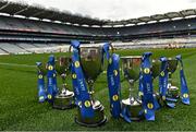 21 March 2023; A general view of the cups during the Lidl All-Ireland Post-Primary Schools Finals Captains day. The 2023 Finals will be contested at Senior and Junior levels, with three finals in each grade. All three Lidl All-Ireland PPS Senior Finals will be live-streamed. Photo by Sam Barnes/Sportsfile