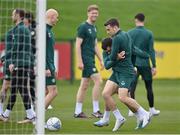 21 March 2023; Seamus Coleman and Troy Parrott during a Republic of Ireland training session at the FAI National Training Centre in Abbotstown, Dublin. Photo by Stephen McCarthy/Sportsfile