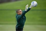 21 March 2023; Goalkeeper Gavin Bazunu during a Republic of Ireland training session at the FAI National Training Centre in Abbotstown, Dublin. Photo by Stephen McCarthy/Sportsfile