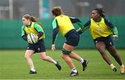 21 March 2023; Nicole Cronin, left, and Linda Djougang during Ireland women's squad training at the IRFU High Performance Centre at the Sport Ireland Campus in Dublin. Photo by Ramsey Cardy/Sportsfile