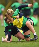 21 March 2023; Brittany Hogan, front, and Neve Jones during Ireland women's squad training at the IRFU High Performance Centre at the Sport Ireland Campus in Dublin. Photo by Ramsey Cardy/Sportsfile