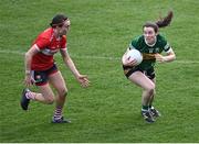 17 March 2023; Anna Galvin of Kerry in action against Hannah Looney of Cork during the Lidl Ladies National Football League Division 1 match between Cork and Kerry at Páirc Uí Chaoimh in Cork. Photo by Piaras Ó Mídheach/Sportsfile