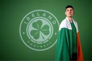 19 March 2023; John Egan poses for a portrait during a Republic of Ireland squad portrait session at Castleknock Hotel in Dublin. Photo by Stephen McCarthy/Sportsfile
