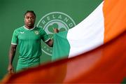 19 March 2023; Michael Obafemi poses for a portrait during a Republic of Ireland squad portrait session at Castleknock Hotel in Dublin. Photo by Stephen McCarthy/Sportsfile