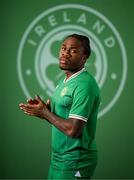 19 March 2023; Michael Obafemi poses for a portrait during a Republic of Ireland squad portrait session at Castleknock Hotel in Dublin. Photo by Stephen McCarthy/Sportsfile