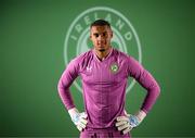 19 March 2023; Goalkeeper Gavin Bazunu poses for a portrait during a Republic of Ireland squad portrait session at Castleknock Hotel in Dublin. Photo by Stephen McCarthy/Sportsfile