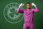 19 March 2023; Goalkeeper Gavin Bazunu poses for a portrait during a Republic of Ireland squad portrait session at Castleknock Hotel in Dublin. Photo by Stephen McCarthy/Sportsfile
