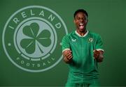 19 March 2023; Chiedozie Ogbene poses for a portrait during a Republic of Ireland squad portrait session at Castleknock Hotel in Dublin. Photo by Stephen McCarthy/Sportsfile